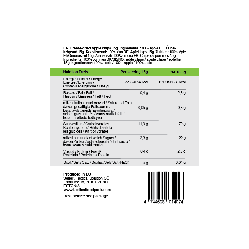 TACTICAL FOODPACK Freeze-Dried Apple Chips 15g