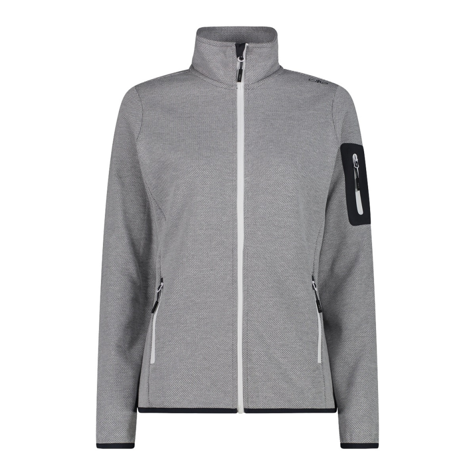 CMP Damen Jacke Knit-Tech-Fleece mit Inner Layer aus Mesh Bianco Graffite