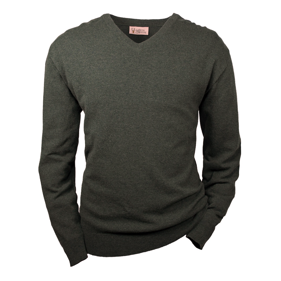 HUBERTUS Pullover Lambswool mit V- Auschnitt Oliv