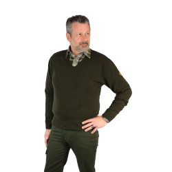 HUBERTUS Pullover Lambswool mit V- Auschnitt Oliv