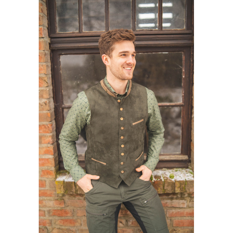 OS TRACHTEN Herrenweste 3 Leistentaschen Dunkelgrün