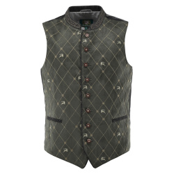 OS TRACHTEN Herrenweste Stehkragen mit Stick, 2 Leistentaschen Oliv