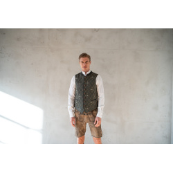 OS TRACHTEN Herrenweste Stehkragen mit Stick, 2 Leistentaschen Oliv