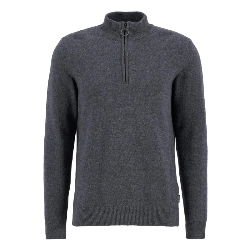 BARBOUR Holden Half Zip Sweater Mid Grey Marl