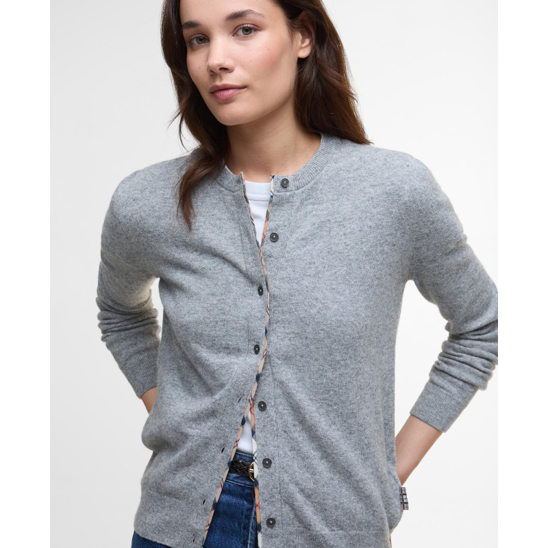 BARBOUR Cardigan Pendle Grey Marl/Hessian Tartan