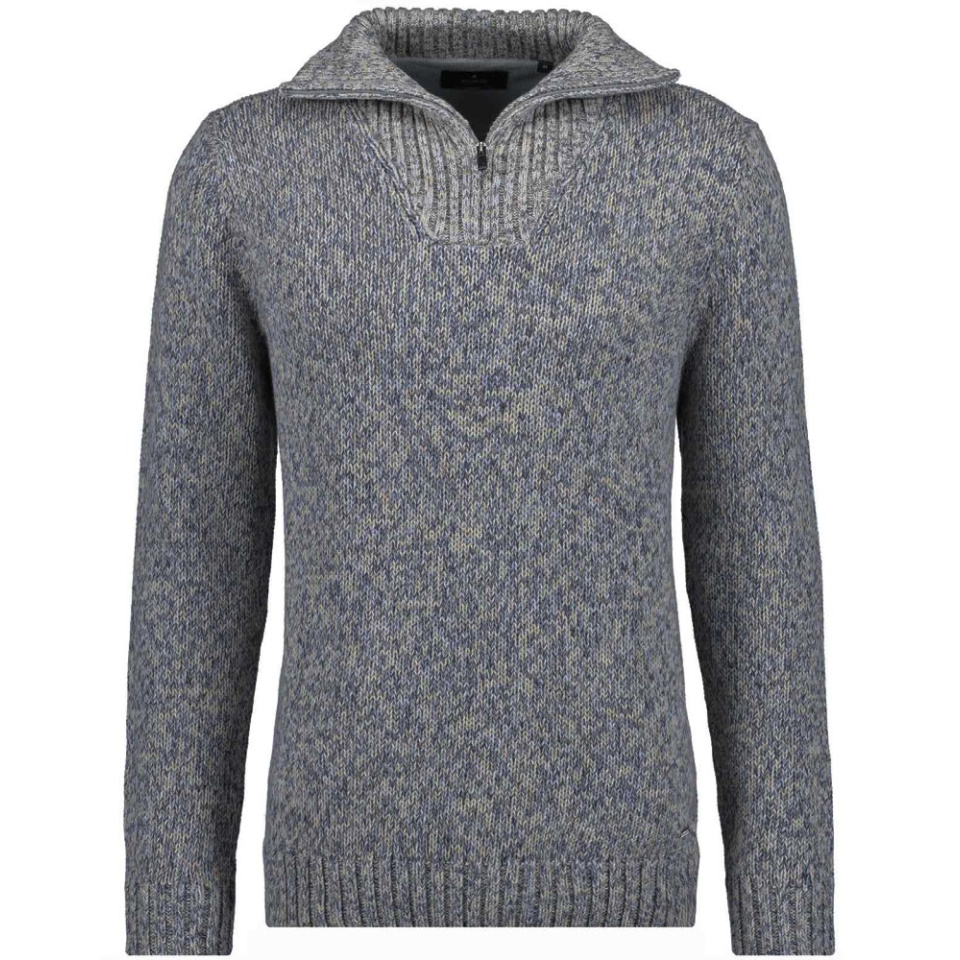 RAGMAN Strickpullover mit Troyer-Kragen Schilf Melange