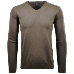 RAGMAN Strickpullover V-Ausschnitt, Baumwolle/Kaschmir Braun