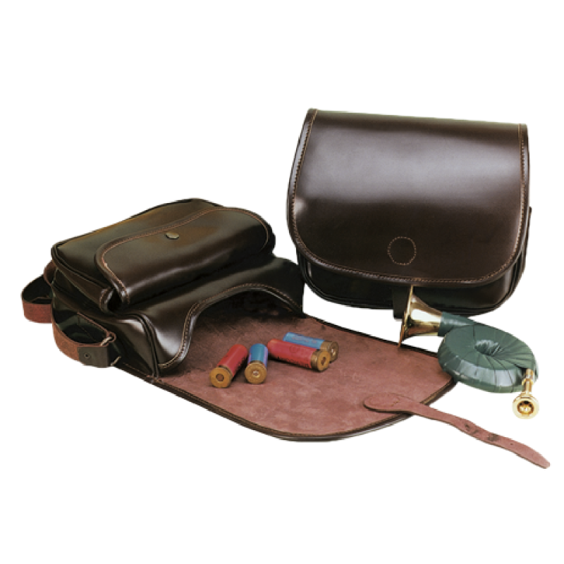 JAGDTASCHE Classik aus Rindleder Braun mit Vortasche