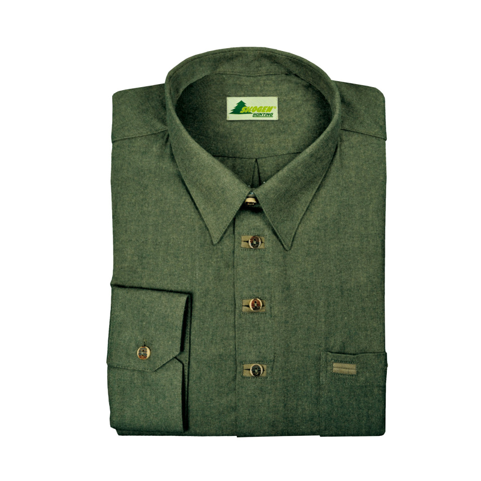 SKOGEN Hemd Flausch uni meliert Paspel/ Beinknopf