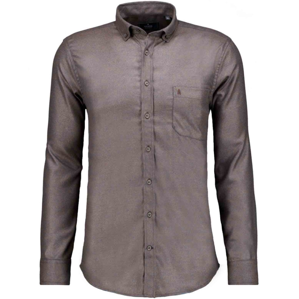 RAGMAN Uni-Hemd Ceramica, Button-down-Kragen dunkelbraun