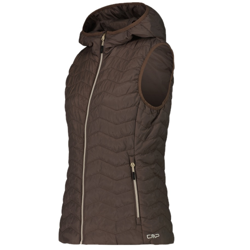 CMP Wattierte Weste mit Kapuze für Damen Braun