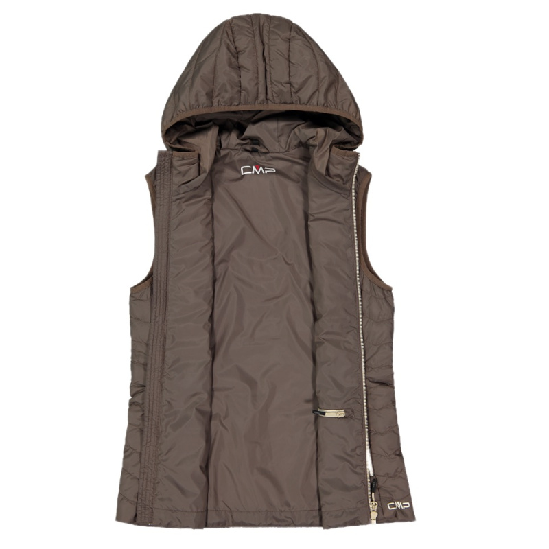 CMP Wattierte Weste mit Kapuze für Damen Braun