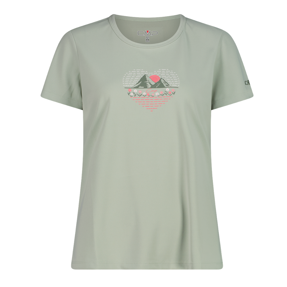 CMP Damen-T-Shirt aus Piqué mit Print vorne Pistacchio