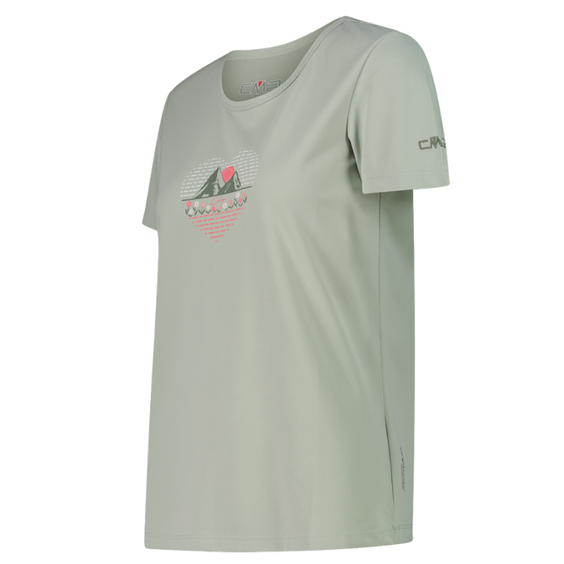 CMP Damen-T-Shirt aus Piqué mit Print vorne Pistacchio