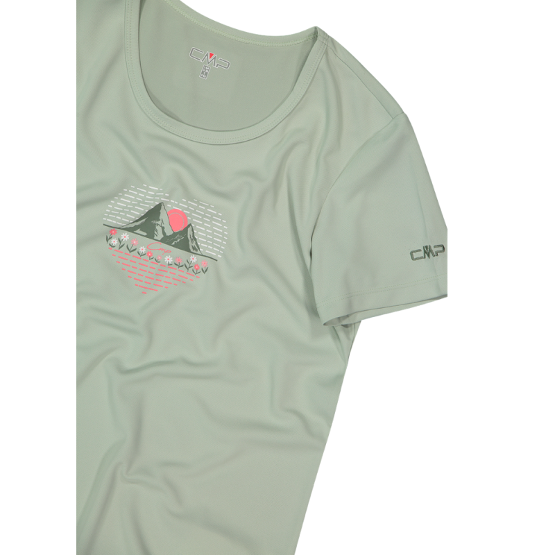 CMP Damen-T-Shirt aus Piqué mit Print vorne Pistacchio