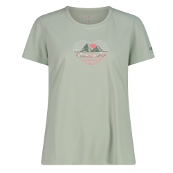 CMP Damen-T-Shirt aus Piqué mit Print vorne Pistacchio