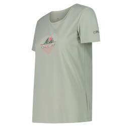 CMP Damen-T-Shirt aus Piqué mit Print vorne Pistacchio