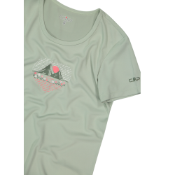 CMP Damen-T-Shirt aus Piqué mit Print vorne Pistacchio