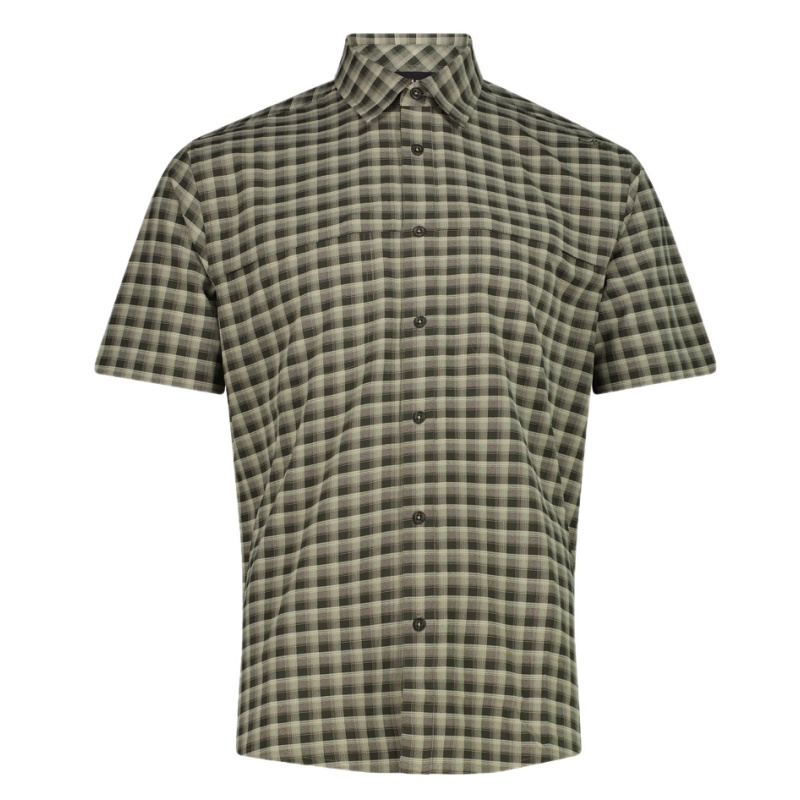 CMP Kurzärmliges Hemd mit Karomuster für Herren Sage/ Pine