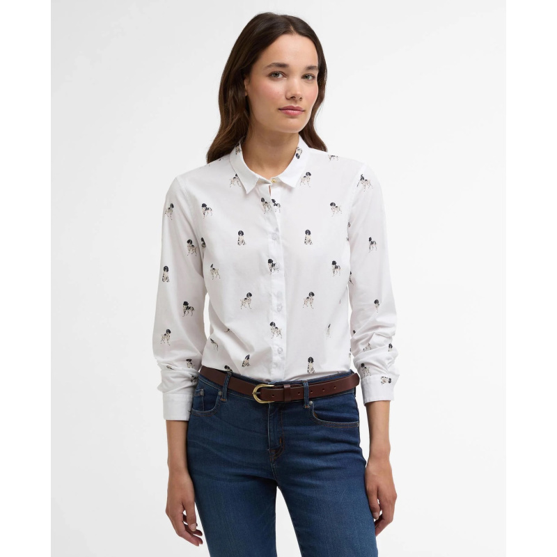 BARBOUR Bluse Brambles Tailored Sketched Dog Print