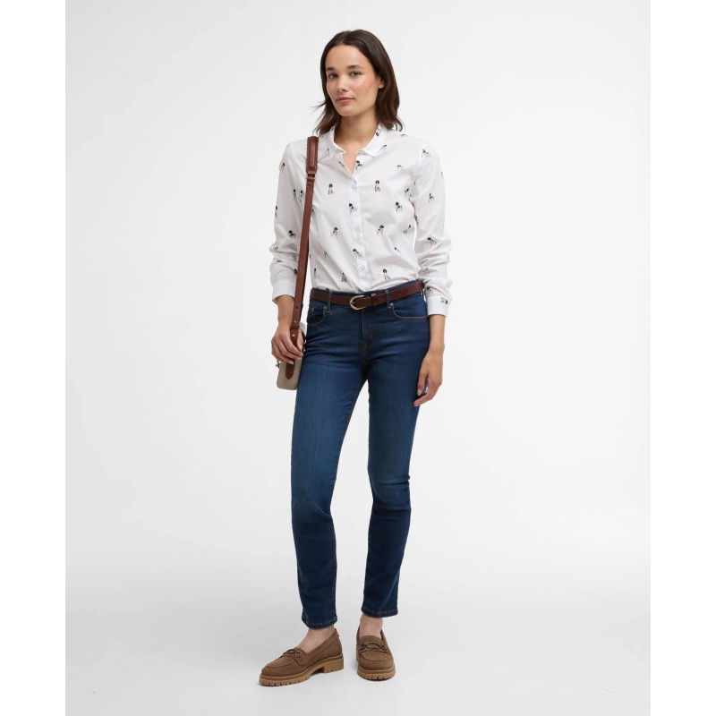 BARBOUR Bluse Brambles Tailored Sketched Dog Print