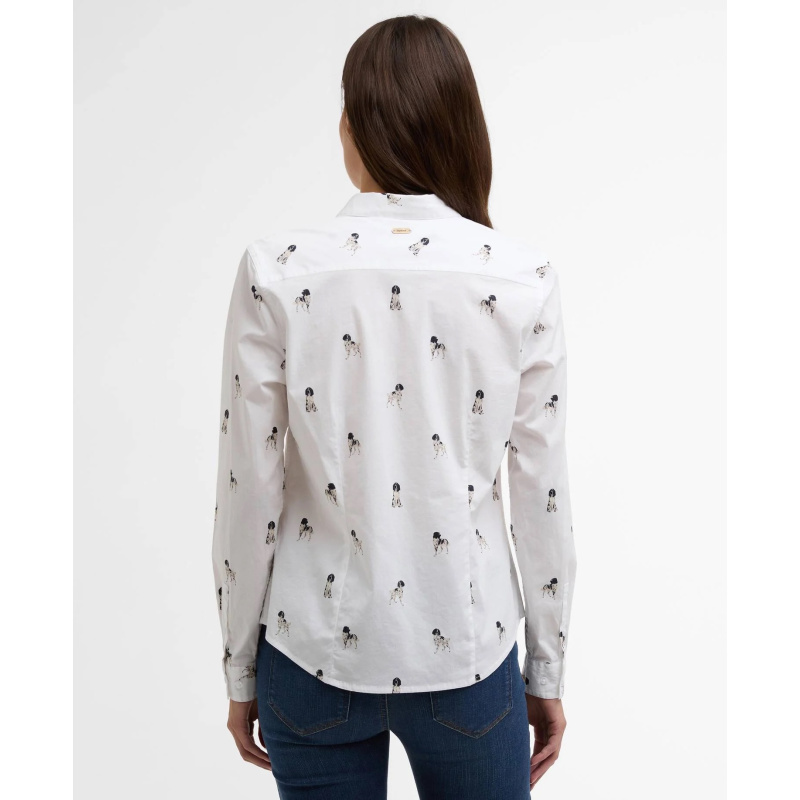 BARBOUR Bluse Brambles Tailored Sketched Dog Print