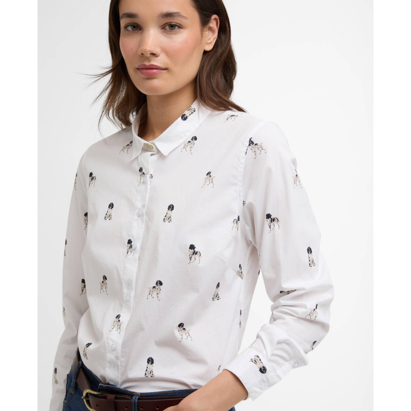 BARBOUR Bluse Brambles Tailored Sketched Dog Print