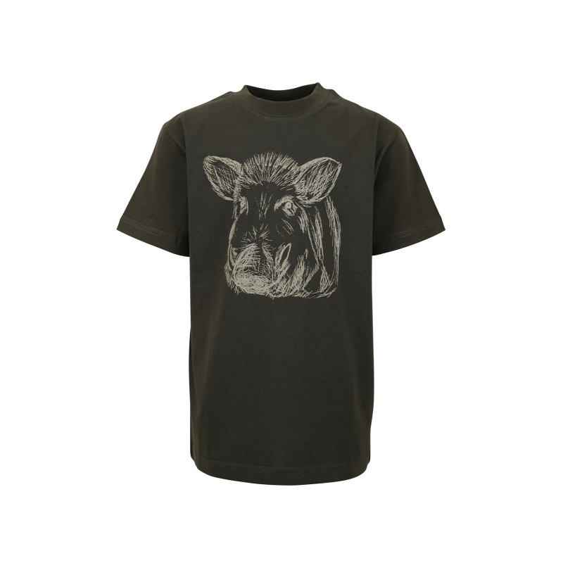 HUBERTUS Kinder T-Shirt  "Keilerkopf" Oliv
