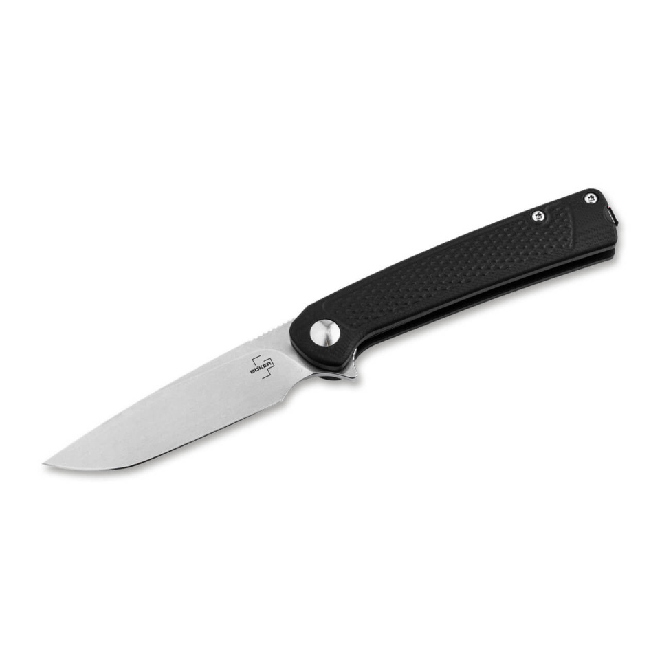 BÖKER Fire Ant Black Profi Taschenmesser 42a konform mit Flipper Klinge, Griff schwarz mit Pinzette & Clip